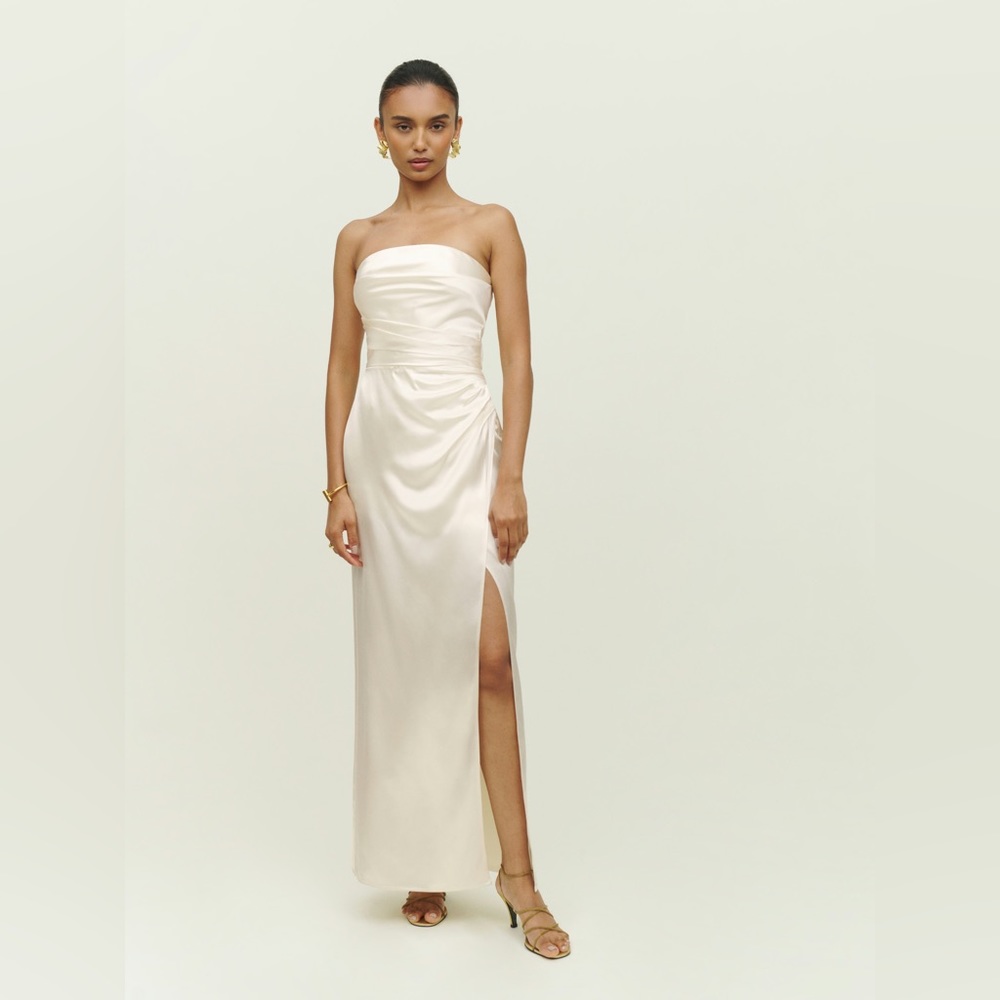 Reformation Barrow Silk Dress - Ivory, Size 10